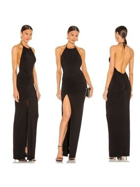 Michael Costello Black Addison Maxi Gown Medium